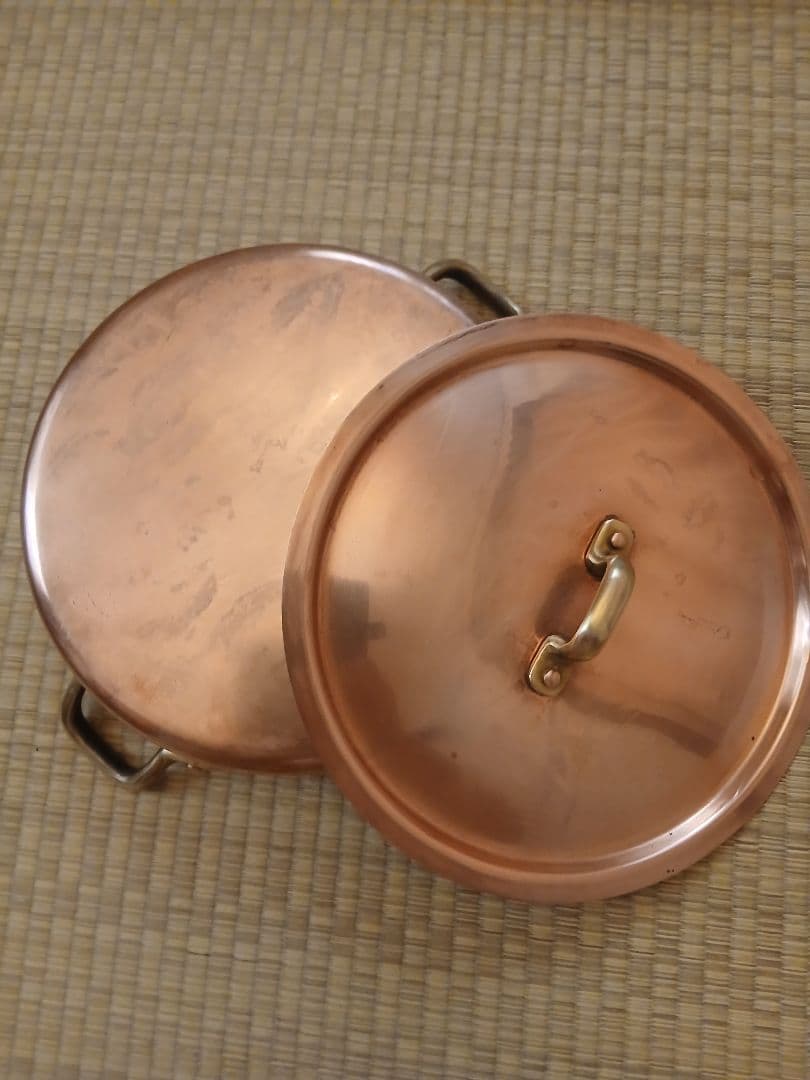 フランス製純銅両手付き丸ソトワ-ル鍋