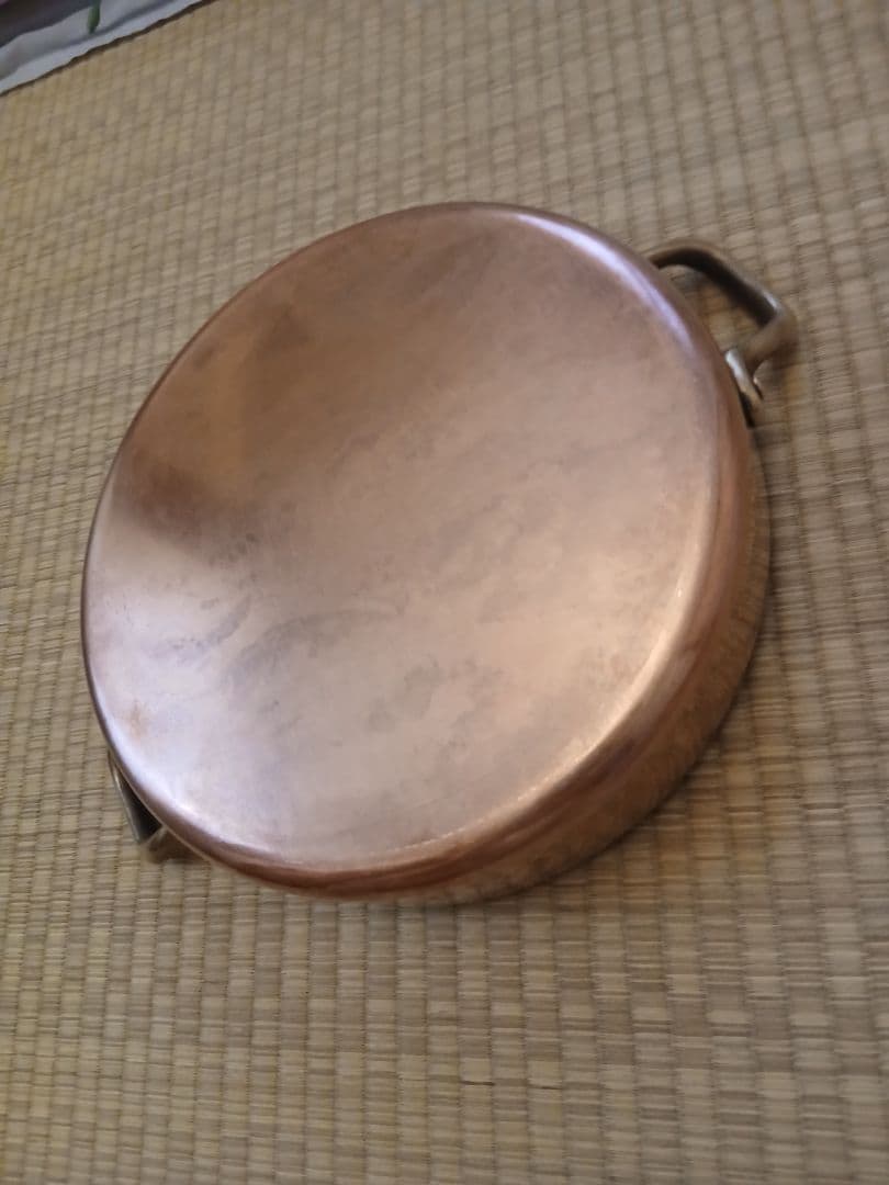フランス製純銅両手付き丸ソトワ-ル鍋
