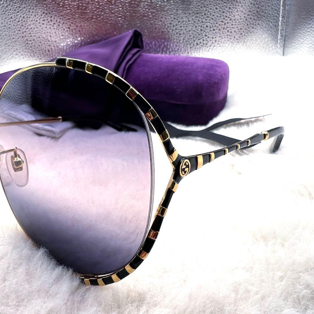 極美品✨GUCCI サングラス GG0595S ゴールド ブラック系
