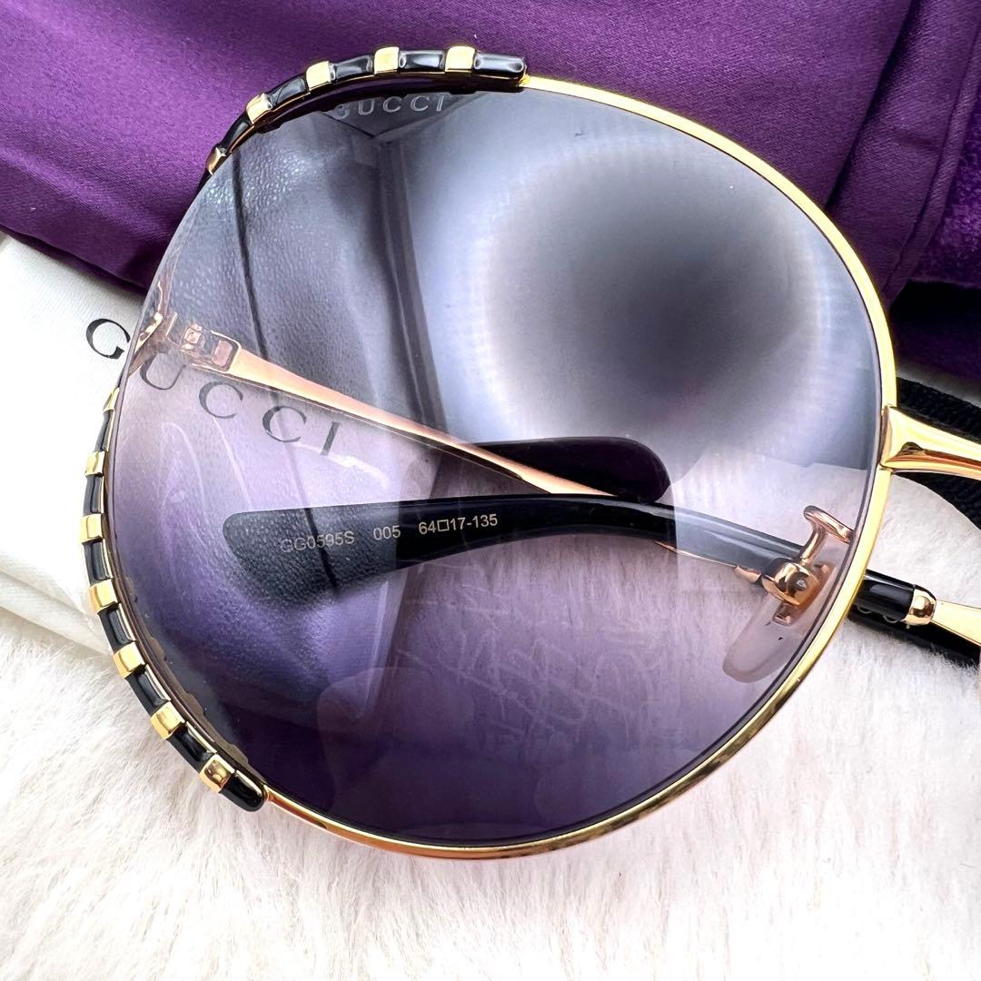 極美品✨GUCCI サングラス GG0595S ゴールド ブラック系
