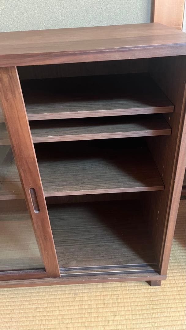 無印良品 ウォールナット材キャビネット 引戸タイプ 脚付き 廃盤モデル