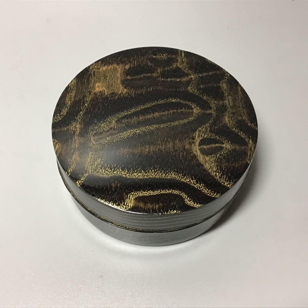 タモ斑杢#玉杢黒漆染め　木目沈金　ミニ食蘢