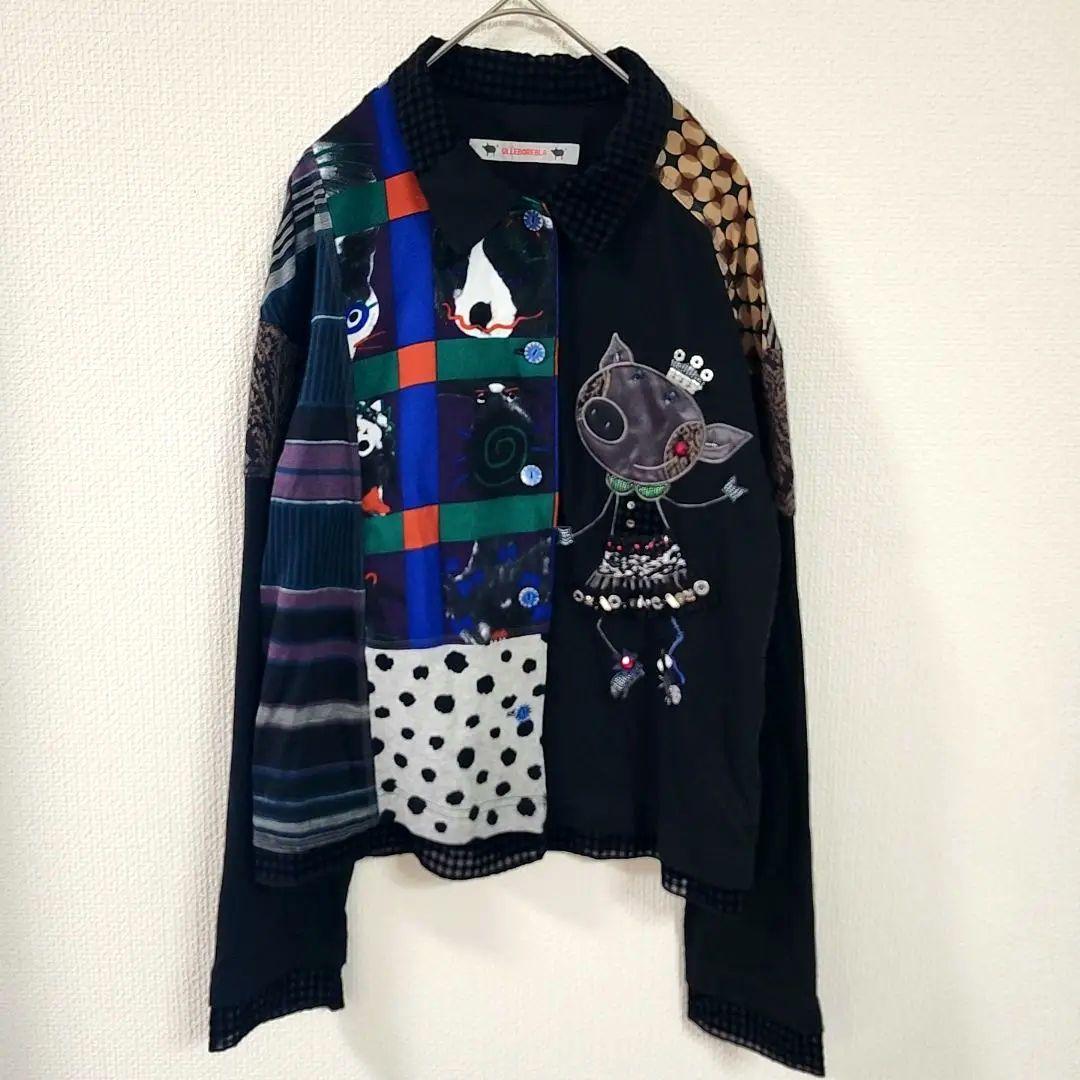 美品✨　オレボレブラ アルベロベロ ぶたさん　ビジュー　長袖シャツ　ウール混