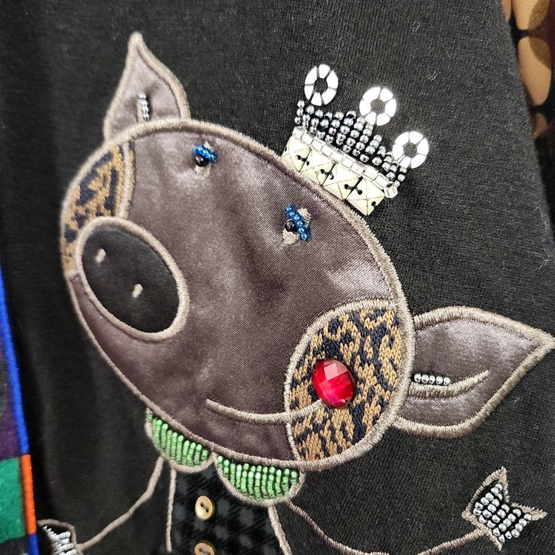 美品✨　オレボレブラ アルベロベロ ぶたさん　ビジュー　長袖シャツ　ウール混