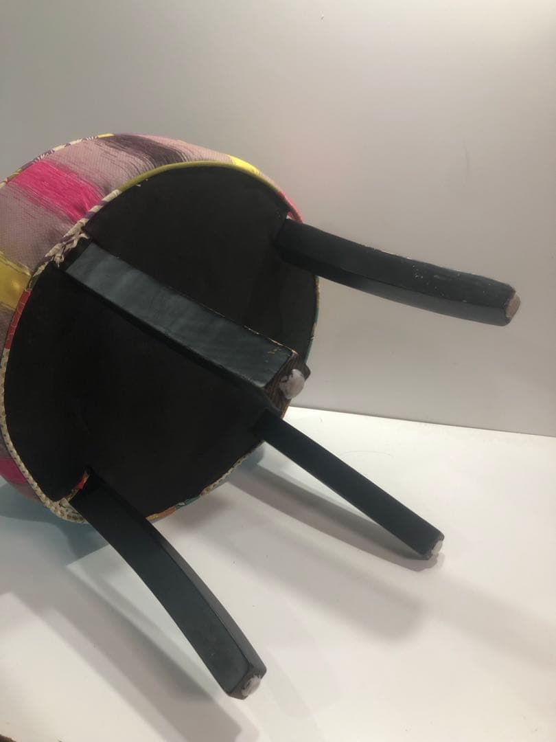 パッチワーク　カラフルチェア　スツール　ファブリック　インテリア　ブルー