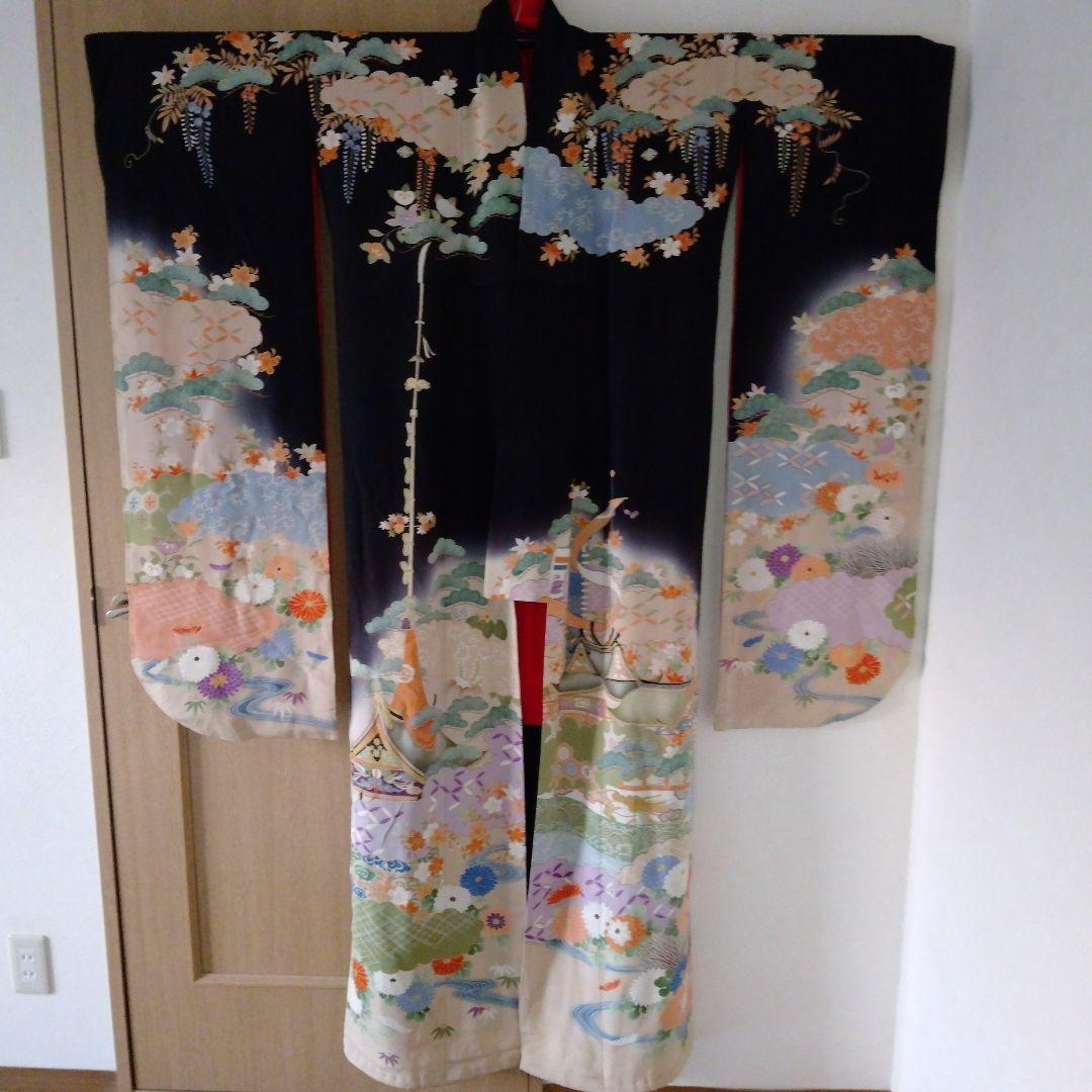 アンティーク　五つ紋　花嫁衣装　振り袖　引き振り袖　正絹　保管品