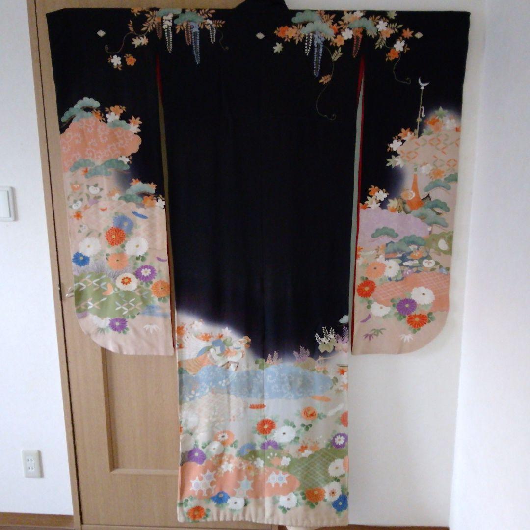 アンティーク　五つ紋　花嫁衣装　振り袖　引き振り袖　正絹　保管品