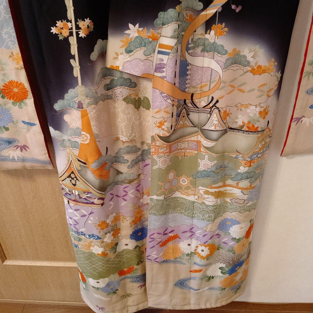 アンティーク　五つ紋　花嫁衣装　振り袖　引き振り袖　正絹　保管品