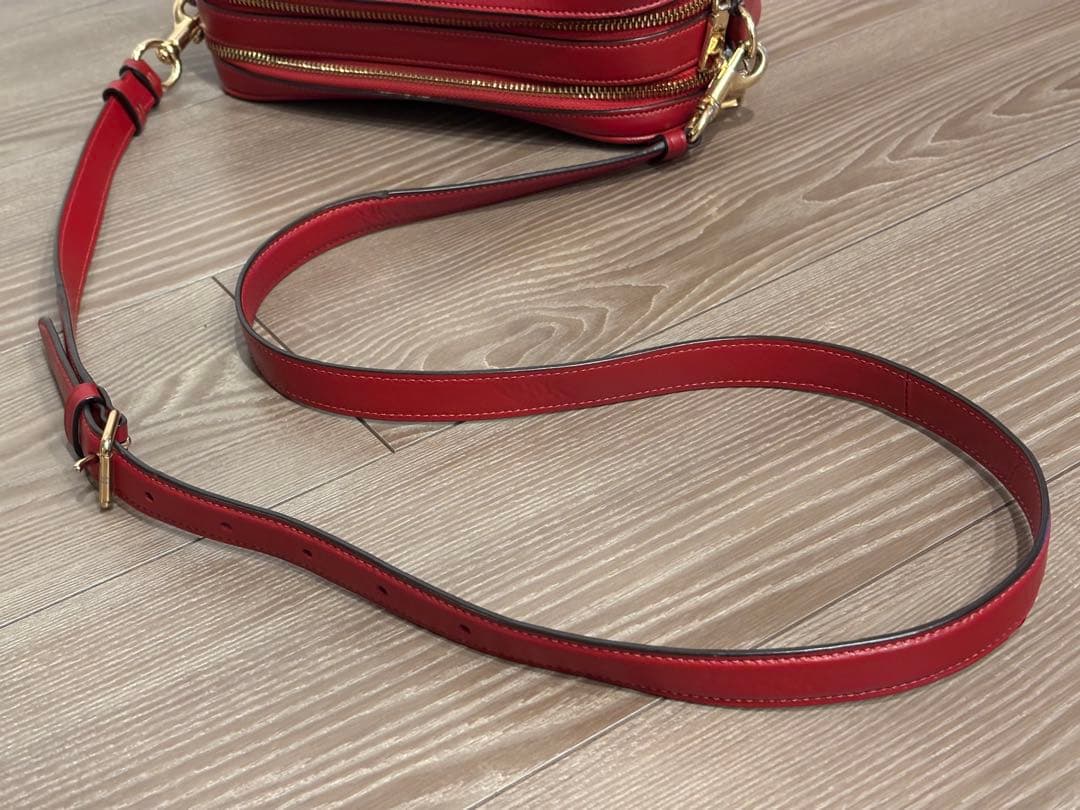 【お値下げ可】COACH ショルダーバッグ シグネチャー　ブラウン/レッド