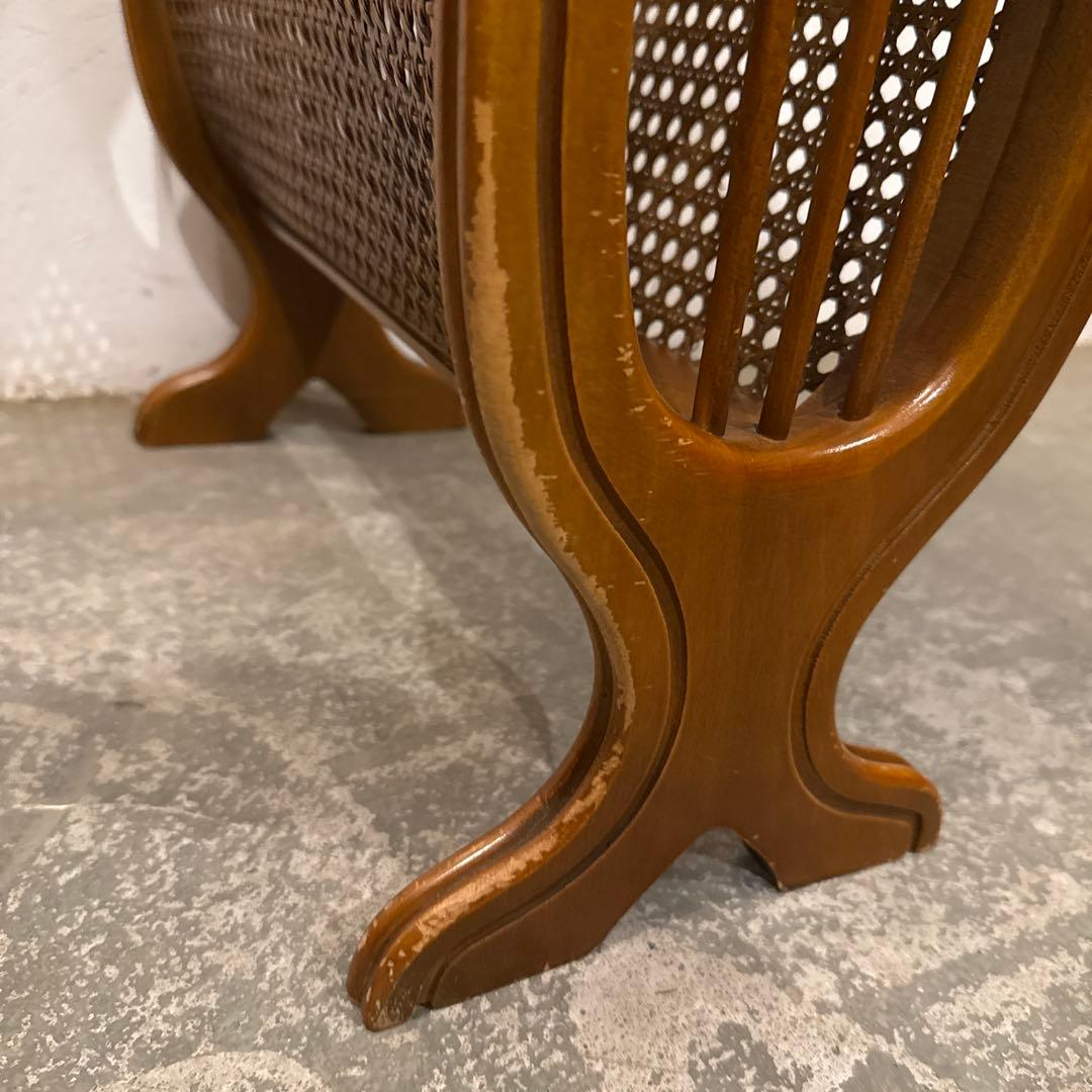 ヴィンテージ　木製サイドテーブル　マガジンラック付き