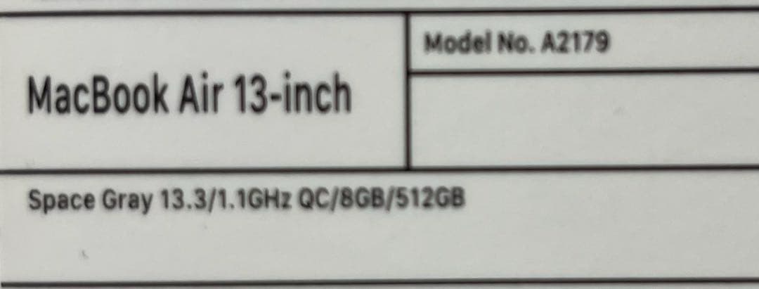 【美品】MacBook Air 2020 8G 512GB スペースグレイ