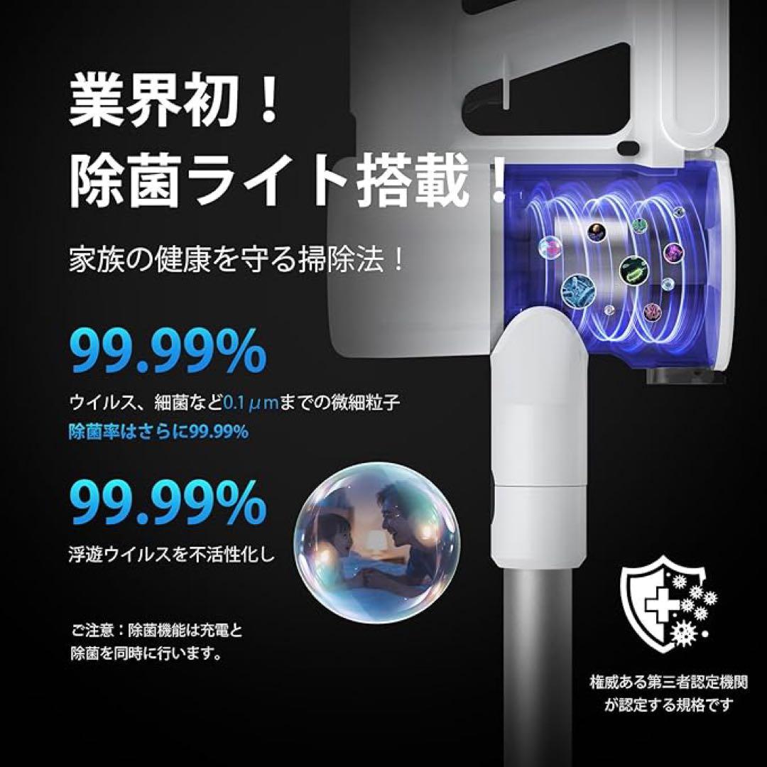 新品 掃除機 コードレス 除菌機能 85Kpa 真超強力吸引 12層HEPA濾過