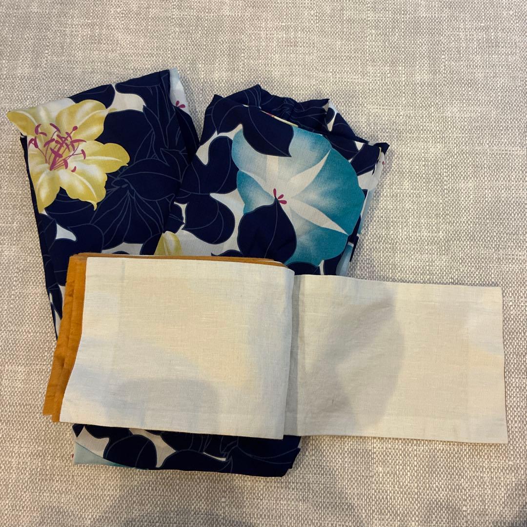 撫松庵　BUSHOUAN 浴衣　百合朝顔　花柄 浴衣 帯おまけ付き