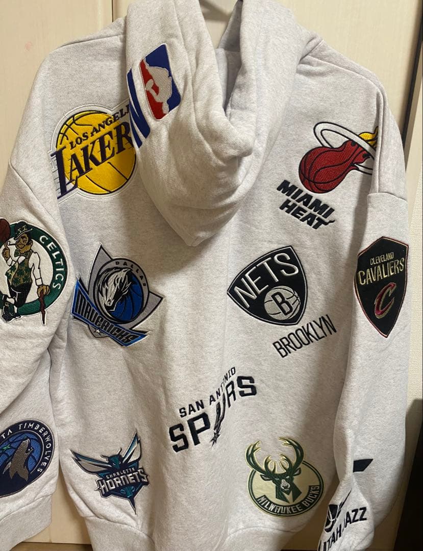 NBA Teams Logo Hoodie Sweat パーカーM グレー