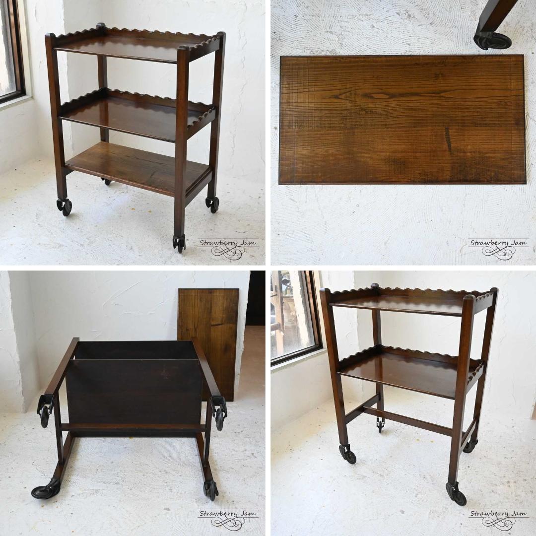 L3501-93 英国アンティーク オーク ワゴン 収納 トローリー イギリス