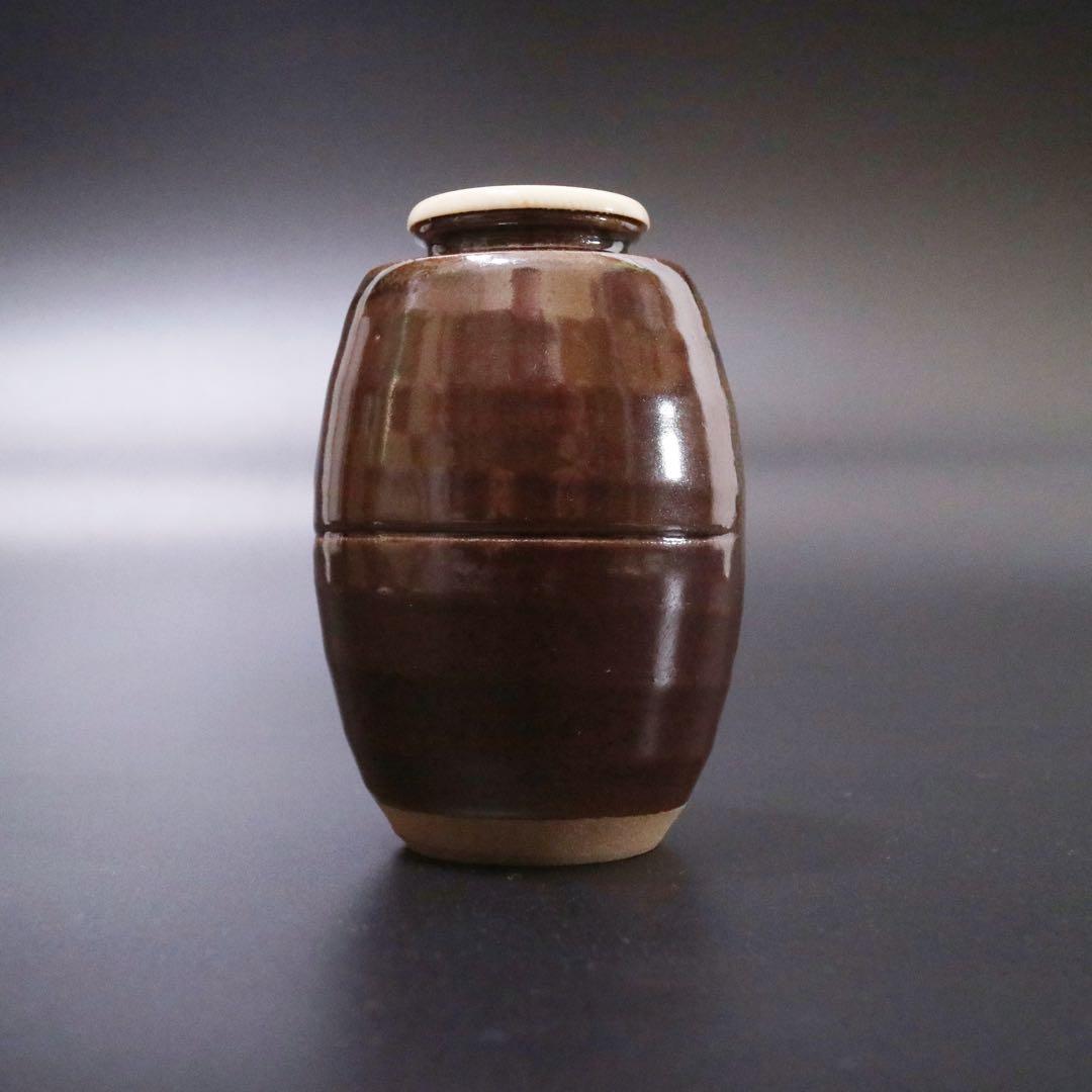 平安 万代喜山 肩衝茶入 仕覆付 京焼 茶器 茶壷 茶道具