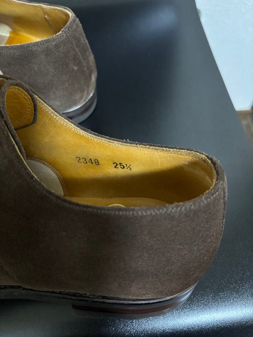 値下げokスコッチグレイン ブラウンスエード 25.5cm 革靴 シューツリー付