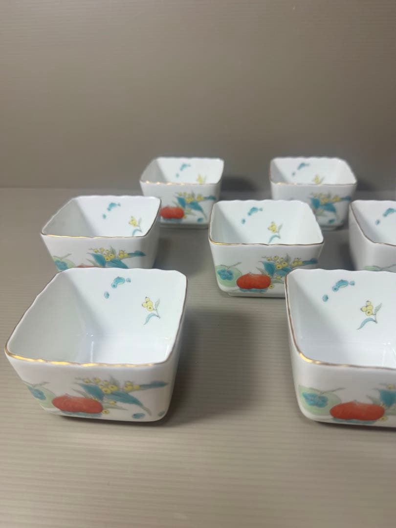 2074 深川製磁　果実模様　湯呑　10客　金彩