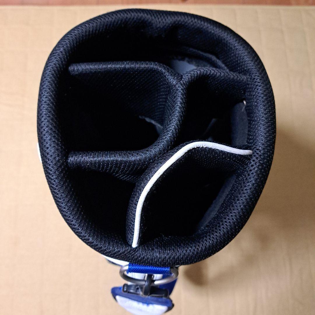 Mizuno ゴルフキャディバッグ.フード付き。 ホワイト/ネイビー。9インチ