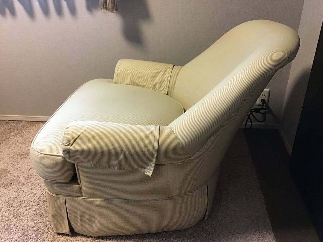 イーサンアレン　1人掛けソファ　ストライプ柄