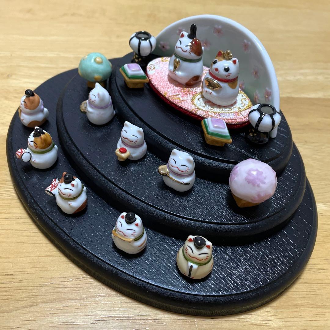 猫　雛人形　三段飾り　豆雛