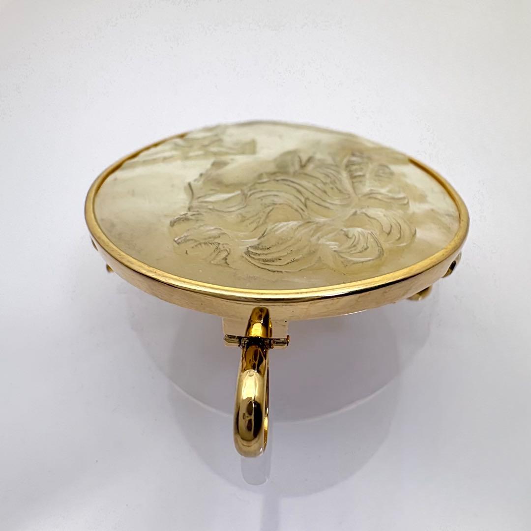 K18 カメオ ブローチ ペンダントトップ シェル 女性横顔 総重量10.4g