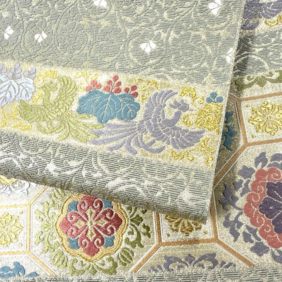 帯4812 ●高級 正絹 六通 袋帯 華文 花文