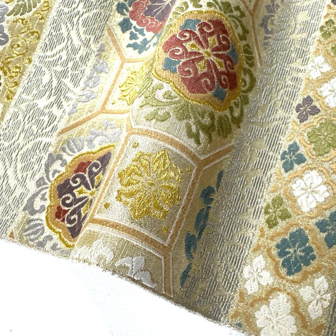 帯4812 ●高級 正絹 六通 袋帯 華文 花文