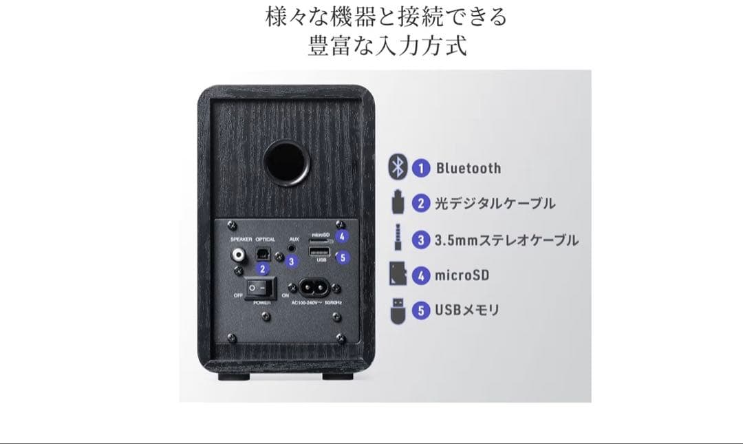 サンワサプライ木製Bluetoothスピーカー400-SP104