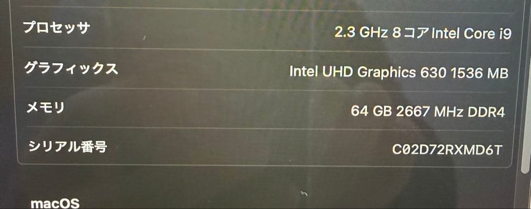 Apple MacBook Pro 16インチ 2019 i9 64GB 1T