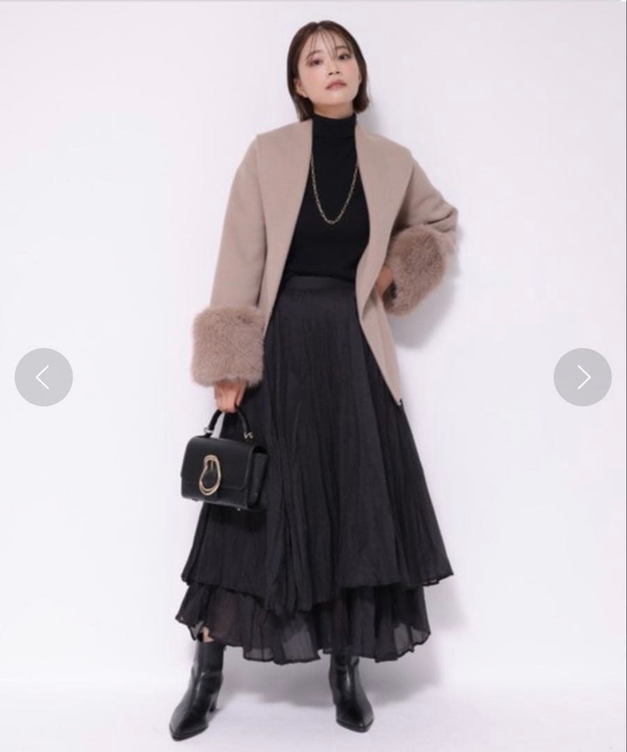 【apuweiser-riche】袖ファーショートリバーコート