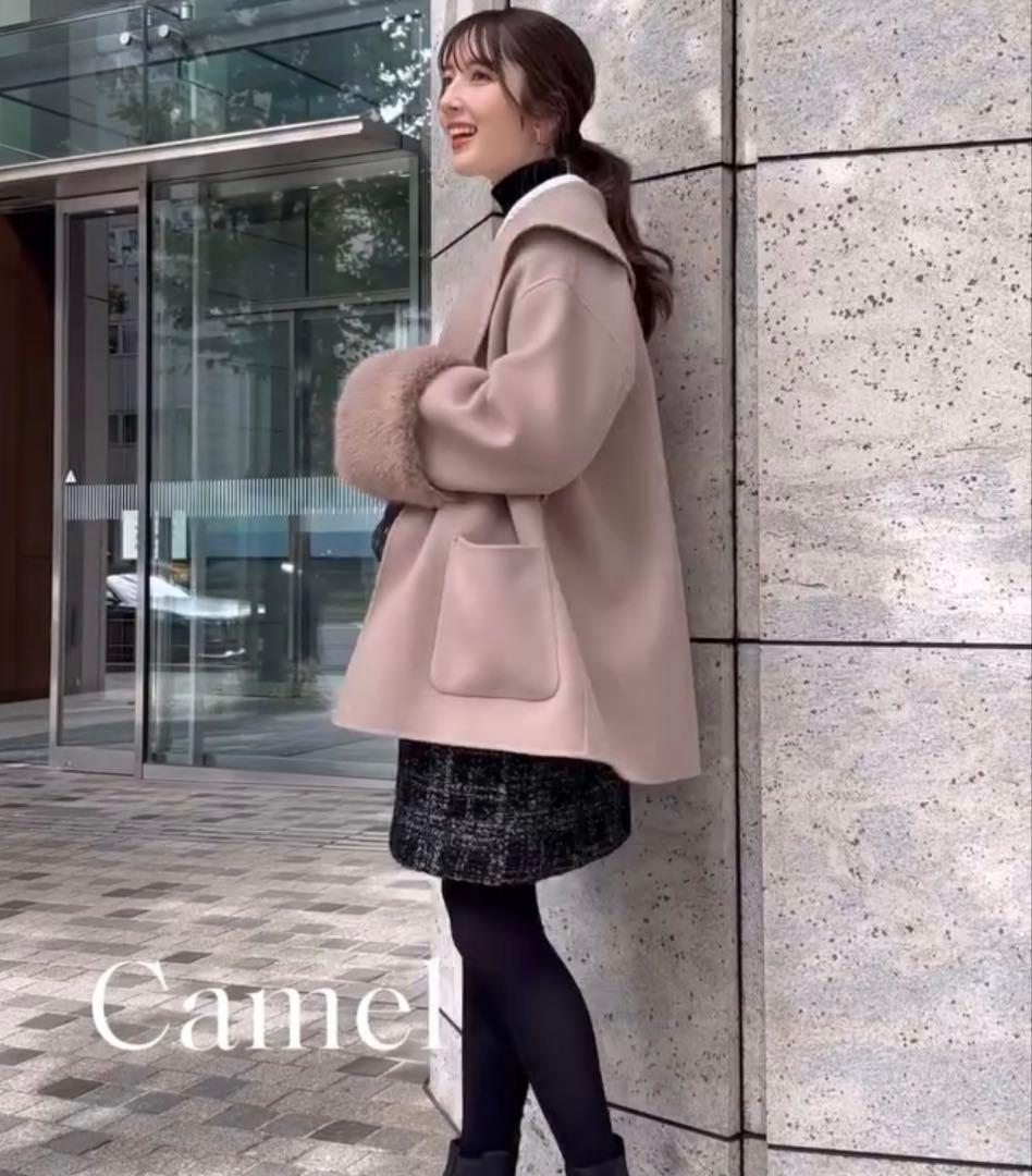 【apuweiser-riche】袖ファーショートリバーコート