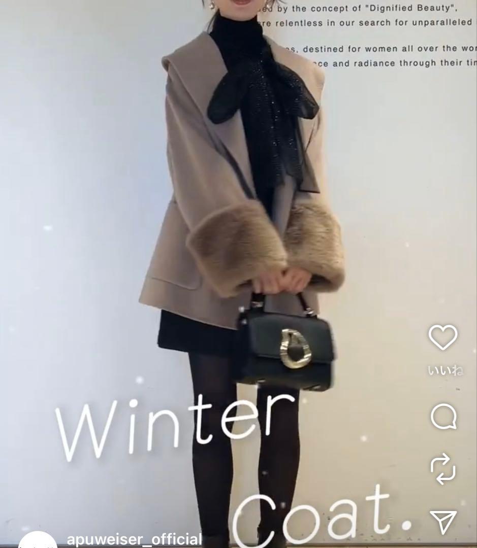 【apuweiser-riche】袖ファーショートリバーコート