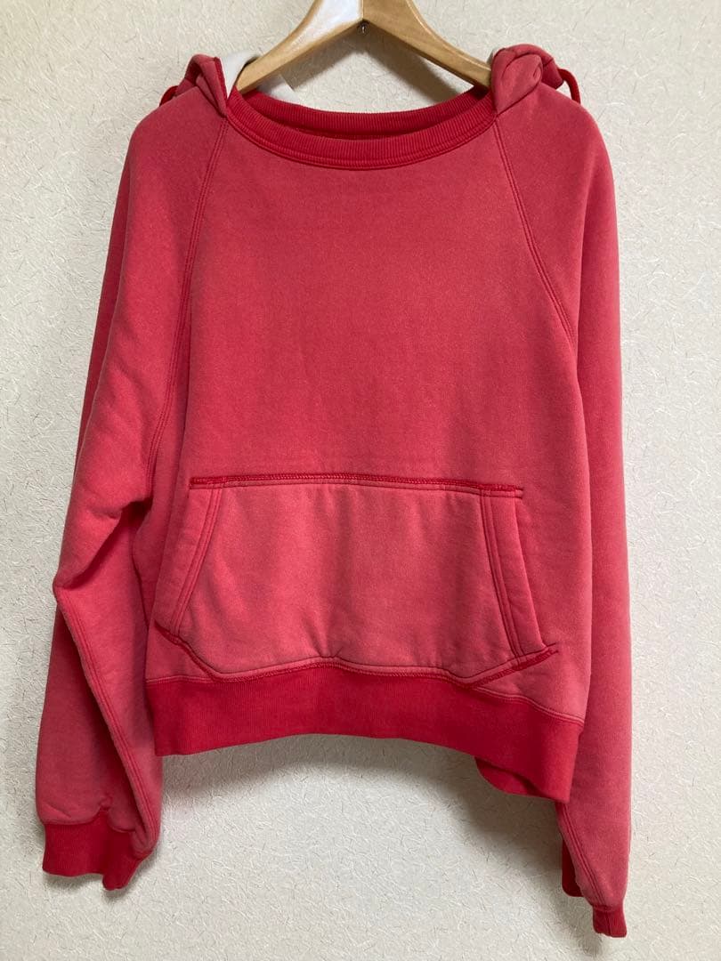 FUMIKA_UCHIDA/2-TONE PULLOVER HOODIE　レッド