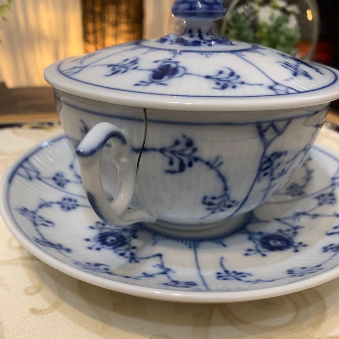 ロイヤルコペンハーゲン ブルーフルーテッド プレイン スープカップ＆ソーサー