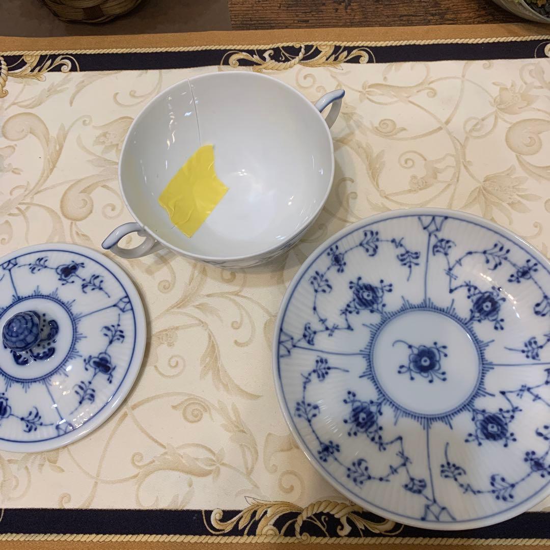 ロイヤルコペンハーゲン ブルーフルーテッド プレイン スープカップ＆ソーサー