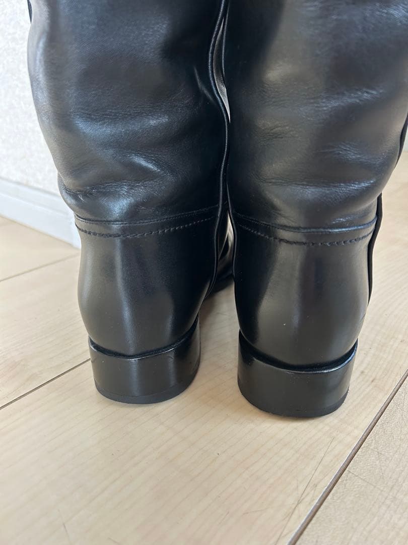 CHANEL ブラックレザー ロングブーツ 36