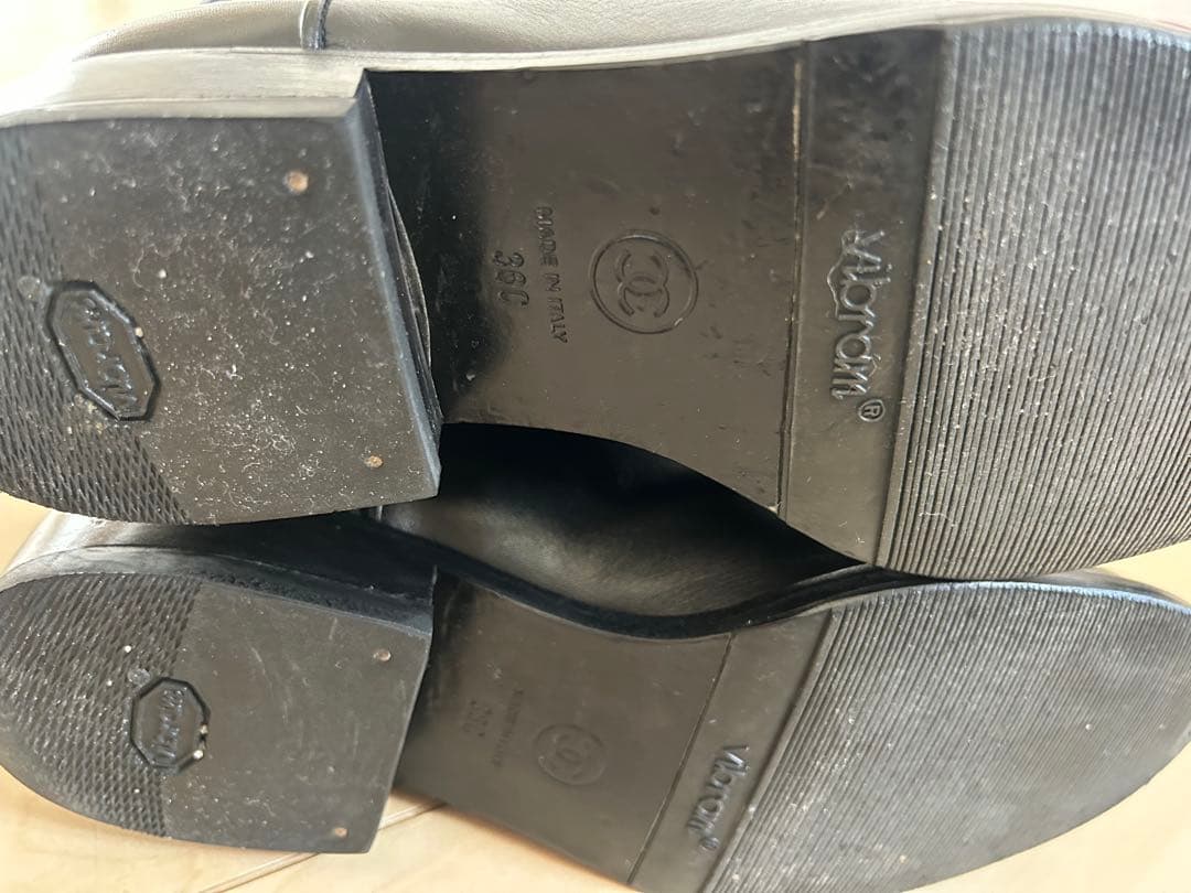 CHANEL ブラックレザー ロングブーツ 36