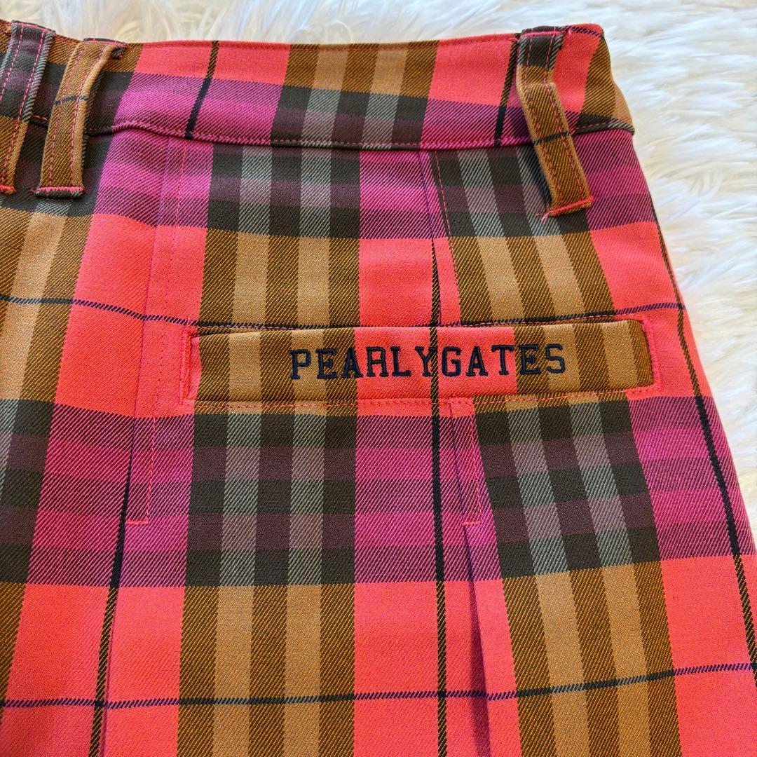 新品未使用品✨パーリーゲイツ S 0 ピンクベース ロゴ刺繍 ゴルフ スカート