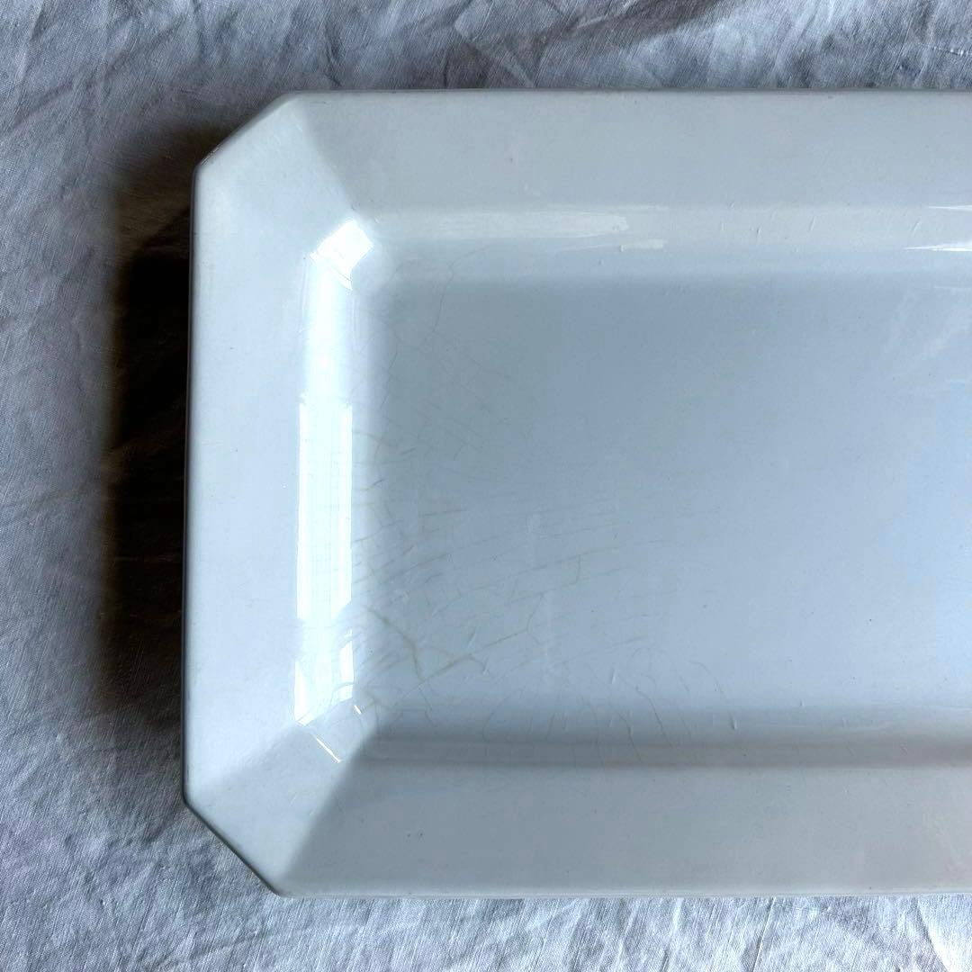 フランスアンティーク　スクエア　レクタングル　隅切り皿　大皿　八角形　長方形皿