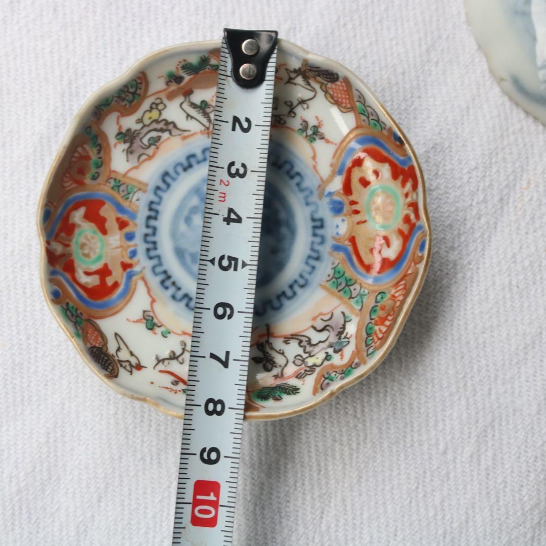 時代伊万里　鶴松金彩の吉祥デザイン豆皿5客（骨董古陶磁古美術古伊万里