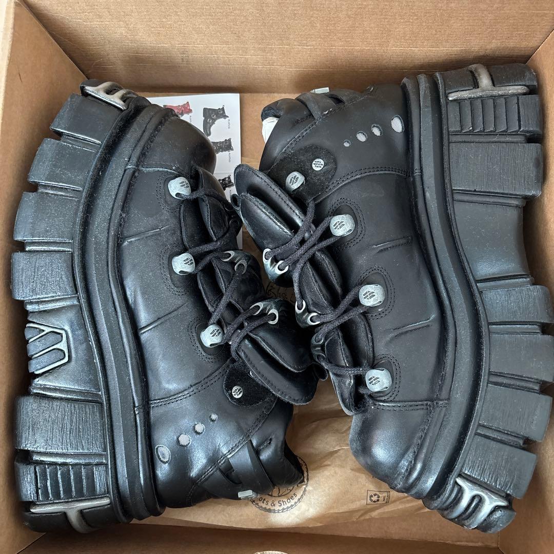 美品 NEW ROCK M-106-S112 43厚底 レザー ブラック