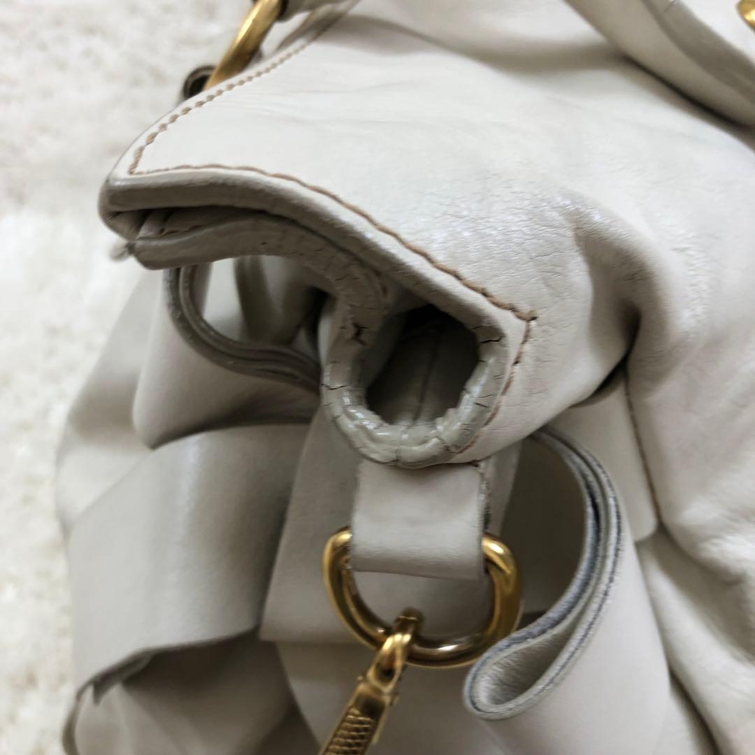 MIU MIU VITELLO LUX ショルダーバッグ 2WAY ホワイト