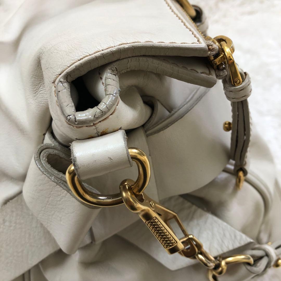 MIU MIU VITELLO LUX ショルダーバッグ 2WAY ホワイト