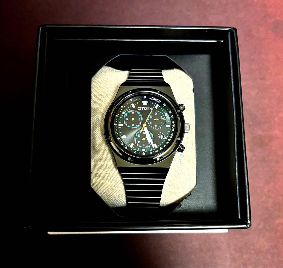 CITIZEN レコードレーベル 1984クロノグラフ 黒 AT2540-57E