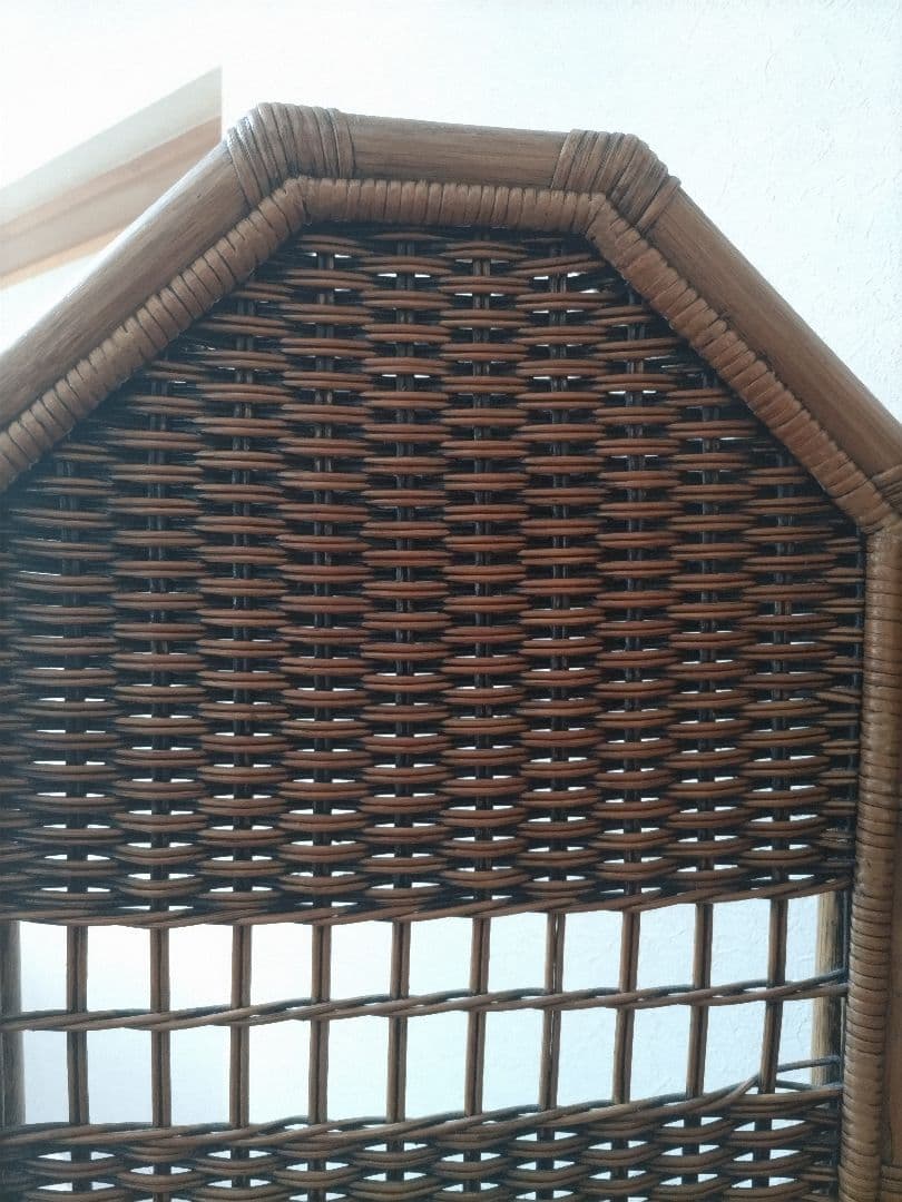 藤　ラタン　パーテション　4連　衝立　間仕切り