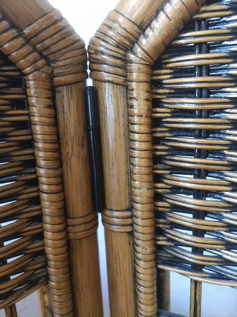 藤　ラタン　パーテション　4連　衝立　間仕切り