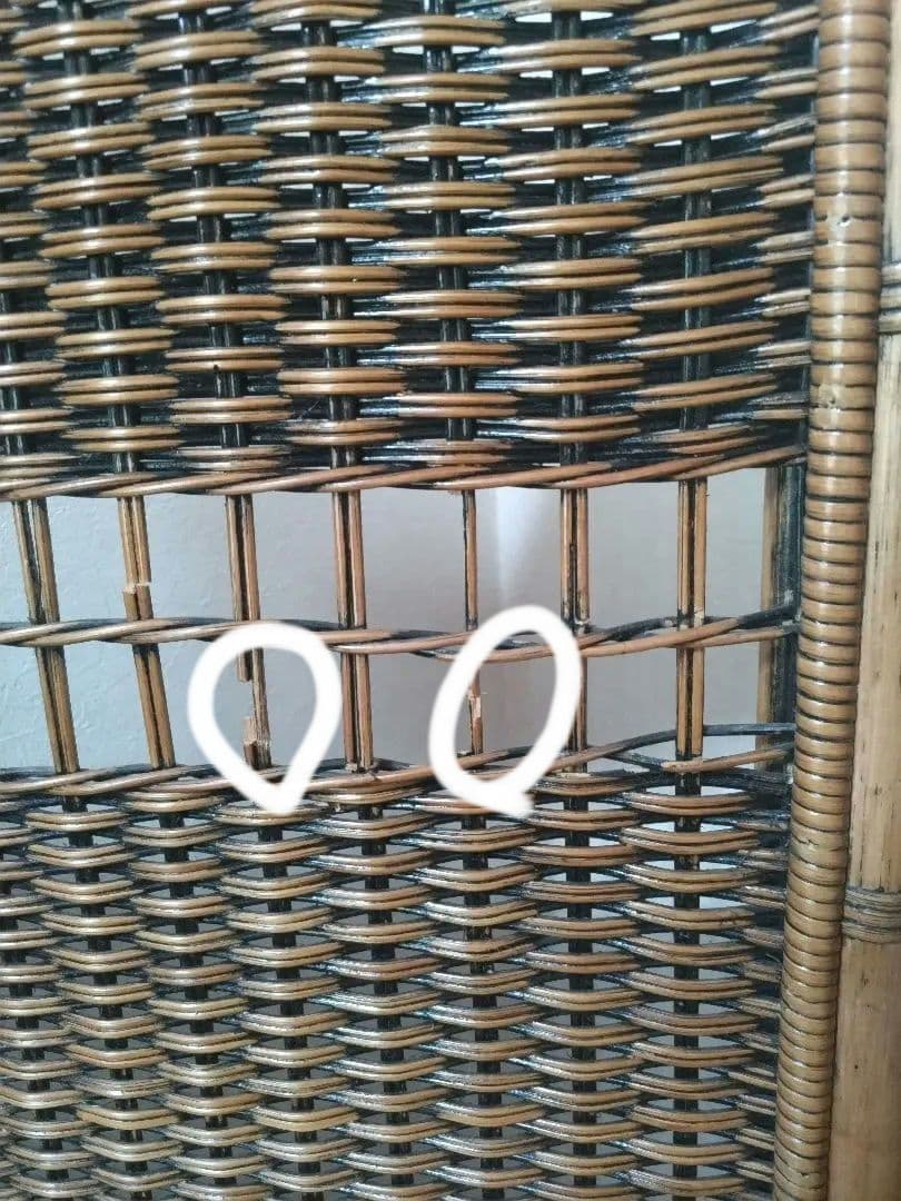 藤　ラタン　パーテション　4連　衝立　間仕切り