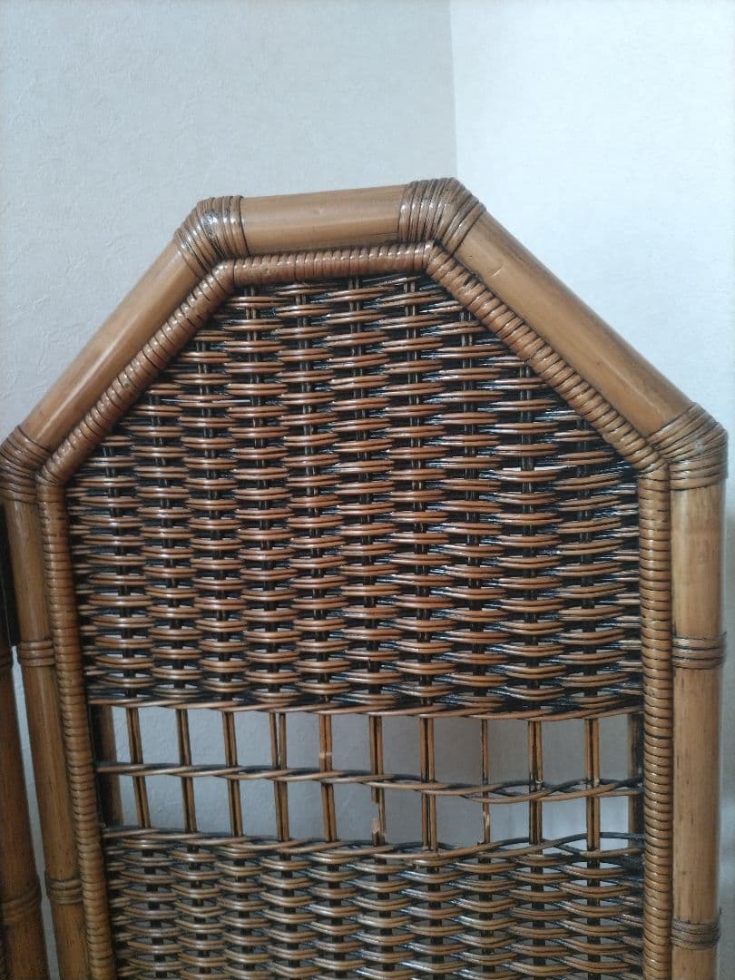 藤　ラタン　パーテション　4連　衝立　間仕切り