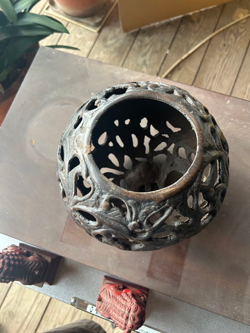 昭和レトロ 大型￼ 鉄製　￼金属工芸　玉乗り獅子像　狛犬像　置物　オブジェ